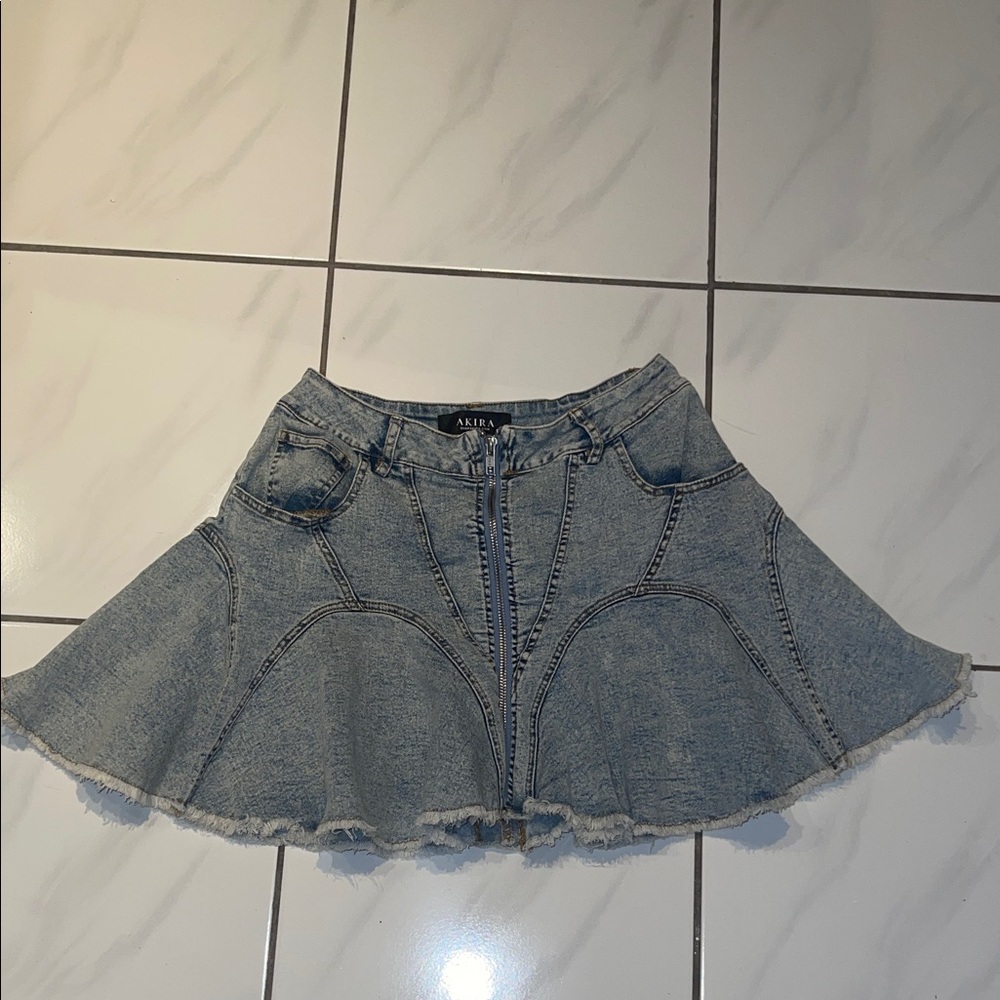 AKIRA Light Blue Denim Skater Skirt